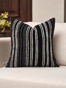 1pc Chenille Jacquard Vintage Medieval Style Decorative Pillow Cover, Square Sofa/Couch Throw Pillow Case For Living Room Home Decor, Suitable For Sofa, Living Room, Bedroom, Farmhouse, Also As A Gift - Black-beige - View 22