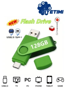 Biyetimi Flash Drive USB 2-in-1 Kecepatan Tinggi 4GB 8GB 32GB 128GB USB 2.0 Tipe-C Memory Stick OTG Pen Drive Penyimpanan USB - Hijau - View 1