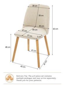 Goeurvant Modern Ergonomic Dining Chair With Curved Backrest - Set Of 2 / Set Of 4 / Set Of 6 - Milky White - View 8