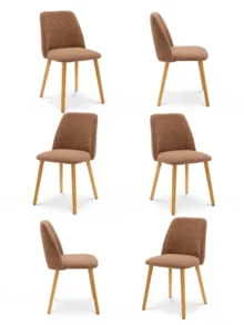 Goeurvant Modern Ergonomic Dining Chair With Curved Backrest - Set Of 2 / Set Of 4 / Set Of 6 - Brown/Chenille - View 12