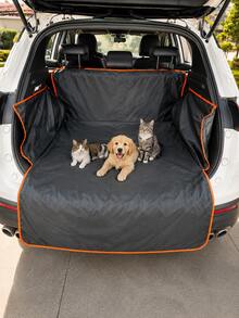 Waterproof Dog Car Cargo Liner, Non-Slip Pet Trunk Cover Protector, Suitable For SUV, Sedan, Truck, Scratch-Resistant Washable Trunk Mat With Storage Pockets And Side Flaps, Heavy Duty Pet Hammock, 2 Styles Available: Quilted Storage And Slim Black/Orange - Multicolor - View 5