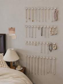 3M 1/4pcs Acrylic Necklace Storage Rack, Wall-Mounted Necklace Hooks, Diamond-Shaped Jewelry Organizer, Suitable For Necklaces, Bracelets, Chains, Women's Transparent Crystal Display Stand - View 11