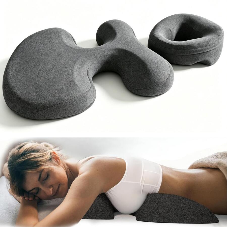 Prone Sleeping Pillow And Chest Pad Set, Ergonomic Massage Face Pillow, Breathable Memory Foam Massage Pad Set, Suitable For SPA, Home And Prone Sleepers, Prone Massage Pillow With Non-Slip Bottom - Dark Grey - View 1