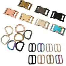 1Set/2Sets Metal Slider D-Ring Release Buckle For Pet Dog Collar Paracord Sewing Accessories Connector Hardware - Multicolor - View 7