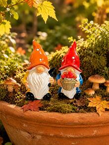 Resin Garden Gnome Figurines Set Outdoor Patio Yard Decoration Autumn Fall Harvest Fairy Garden Miniature Statue Mushroom Shovel Dwarf Ornament Cute Lawn Decor Gift For Garden Lovers Home Porch Accent - New Model - View 5