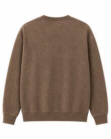 GRDR Men's Round Neck Autumn/Winter Washed Letter Print Sweatshirt - Brown - View 4
