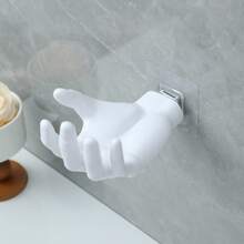 1pc Hand-Shaped Soap Holder, Wall-Mounted Strong Adhesive Hook, Suitable For Home Storage Of Keys And Headphones, No-Drill Invisible Soap Storage Rack - B - View 11
