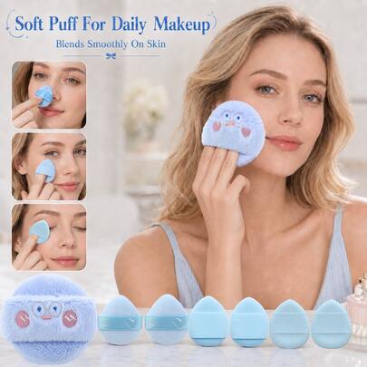 Juego de 7 piezas de esponjas de maquillaje, multifuncional para base, rubor y corrector | Uso en húmedo/seco con correa para un manejo fácil | Sin fragancia, adecuado para todo tipo de piel