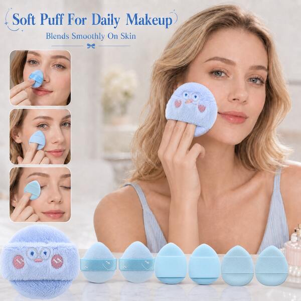 7-Piece Makeup Sponge Set, Multi-Functional For Foundation, Blush And Concealer | Wet/Dry Use With Strap For Easy Handling | Fragrance-Free, Suitable For All Skin Types