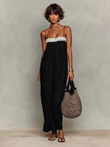 Womens Spaghetti Strap Maxi Dresses 2026 Summer Casual Sleeveless Smocked Boho A Line Long Flowy Beach Sundress - Burgundy - View 2