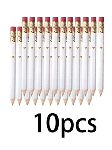 5 piezas de lápices mini con forma de corazón y lámina dorada, lápices de golf hexagonales mini HB, adecuados para la escuela, la oficina, regalos para bebés, bodas (blanco) útiles escolares, útiles de arte, lápices - A - Ver 13