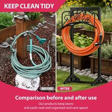 Heavy Duty Freestanding Garden Hose Holder, Detachable Metal Water Hose Storage Rack, Large Capacity Hose Stand Holds Up To 150 FT Standard Garden Hose, Stable Outdoor Pipe Organizer For Yard Patio Lawn Backyard - Upgrade 4-prong Water Hose Stand - View 9