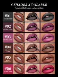 USHAS Halloween Gothic Dark Lip Makeup Set, 3-In-1 Lip Liner + Liquid Lipstick + Lipstick Makeup Set, High Pigment Matte Deep Color, Waterproof Long-Lasting Smudge-Proof, Suitable For Women's Cosplay Costume Halloween Party Stage Lip Makeup - #05 Rust Terracotta - View 7