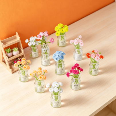6件/5件/4件/3件/2件迷你花瓶花卉，娃娃屋裝飾擺件，樹脂DIY配件，玻璃瓶花束，汽車桌面小裝飾，迷你樹脂發光玻璃花瓶，娃娃屋花瓶裝飾，桌面裝飾