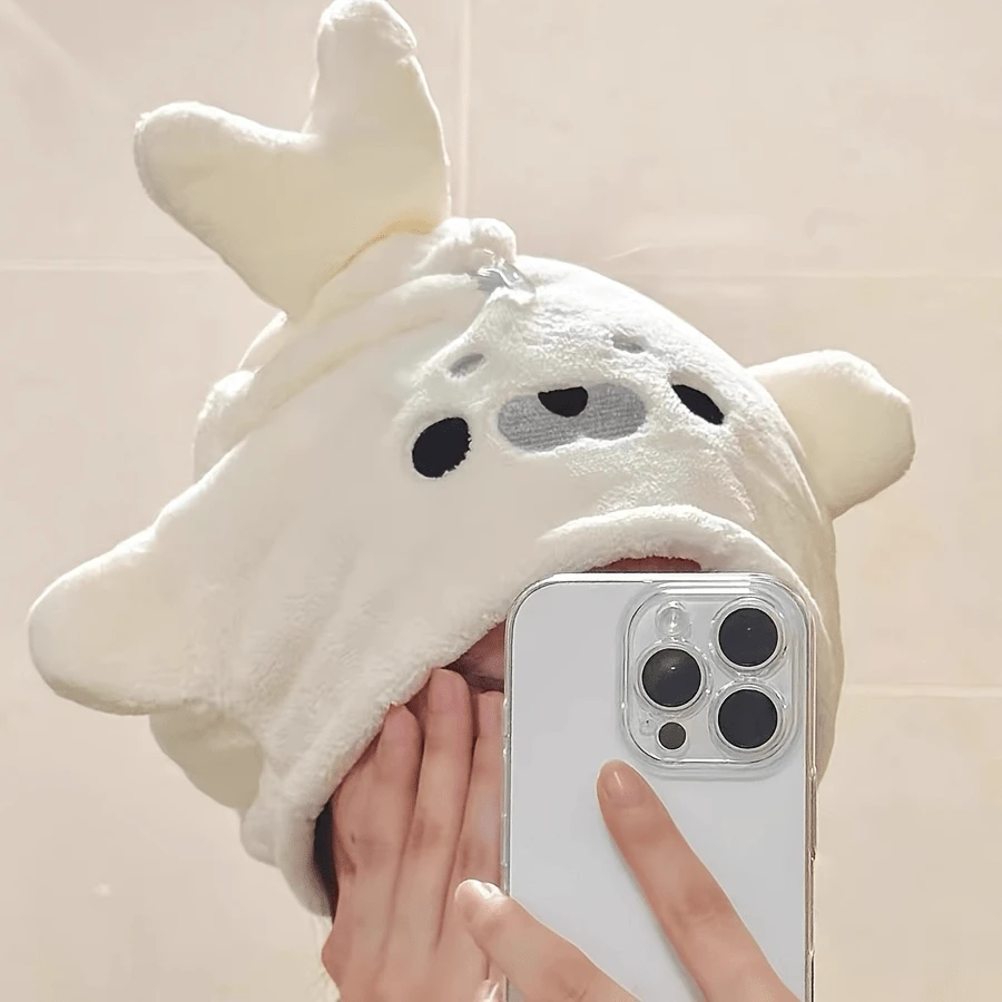 Cute Little Seal Hair Drying Cap, Coral Fleece Strong Water-Absorbing Quick-Dry Non-Shedding Hair Drying Towel, Home-Use Hair Drying Cap, Head Wrap Towel For Drying Hair After Washing, Creative Seal-Shaped Hair Wrap Towel - Poster Hair Drying Cap - View 1