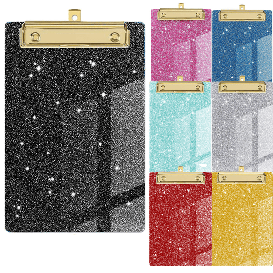1pc Pink Acrylic Folder, Suitable For Women, Large And Small Glitter Folders With Clips, Suitable For Office Use, Pink