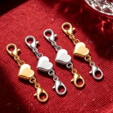 Heart-Shaped Magnetic Necklace Clasp And Closure, Magnetic Converter For Jewelry Making Supplies, Necklace And Bracelet Extension Chain Connector - Multicolor-c - View 2