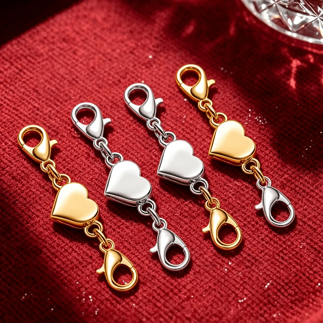 Heart-Shaped Magnetic Necklace Clasp And Closure, Magnetic Converter For Jewelry Making Supplies, Necklace And Bracelet Extension Chain Connector