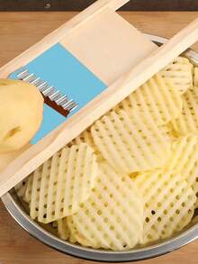 1pc Potato Slicer Grid Slicer Tool Grid Peeler Wavy Vegetable Slicer Carving Knife Small Kitchen Tool Accessory Fruit & Vegetable Tool Kitchen Supplies Slicer Food Salad Decoration Storage Party Birthday Suitable - Yellow - View 2
