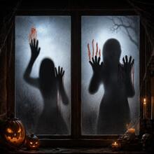 2pcs/1pc Halloween Horror Female Ghost Blood Hand Wall Stickers,For Halloween Party Glass Window DIY Backdrop Decorative Wall Stickers - Multicolor - View 3