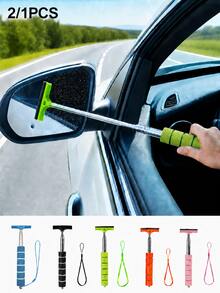 2 piezas/1 pieza Limpiaparabrisas retráctil para espejo retrovisor de coche, limpiaparabrisas de espejo retrovisor con poste telescópico, limpiador de ventanas portátil, adecuado para lluvia, niebla, nieve, cepillo para nieve, accesorio exterior para coche - PC 1 - Ver 2