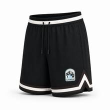 Celana Pendek Basket Pria Li-Ning Mountain Patchwork Striped Hem Honeycomb Mesh Quick-Dry Moisture-Wicking Loose AKSV941 - Hitam - View 5