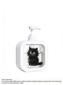 Adorable Fluffy Black Cat Square Pump Dispenser, Refillable Reusable Empty Plastic Liquid Bottle, Push Down Pump Container For Hand Soap, Shower Gel, Shampoo, Dish Soap, Bathroom Kitchen Countertop Organizer, Perfume Refillable Bottle, Travel Bottles - Multicolor - View 11