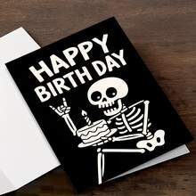 A Humorous Skeleton Birthday Card Designed For Adults, Featuring A Unique Gothic Style, Ideal For Friends, Coworkers, And Halloween-Themed Birthday Parties - Sets - View 4