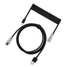 70.87 Inch Stretchable Spiral Keyboard Cable With Detachable Metal Aviation Plug, Double-Layer Braided Durable Type-C To USB-A Cable, Suitable For Mechanical Gaming Keyboards - View 7