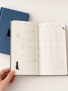 OBOVAY Black Cat & Apple Illustration Weekly Planner - Cat Themed Agenda | Multifunctional Notebook For Schedule, Habit Tracking, Creative Writing And DIY Bullet Journaling | Writing Journal, Memory Diary, Self-Discipline Tracker, For Efficient Scheduling And Planning - Multicolor - View 3