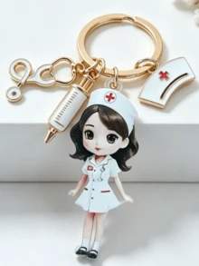1個 2D 壓克力可愛護士女孩與醫生鑰匙圈，護士圖案吊飾，包裝配件，創意配件，可掛在背包、手機殼、鑰匙圈、汽車裝飾，適合男女，適合護士、醫生、醫護人員，禮物，護士節禮物，給醫護人員的最佳禮物，時尚掛繩替代品，護士週、畢業、開學、聖誕節、生日的完美禮物 - 彩色 - 查看 16