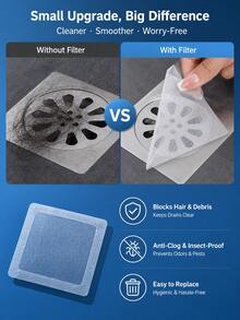 30 piezas/10 piezas/4 piezas Pegatinas autoadhesivas desechables para filtro de desagüe de baño y ducha, atrapacabello, evita la obstrucción por cabello, bloquea insectos y olores, almohadillas de filtro de desagüe fáciles de usar - A - Ver 4