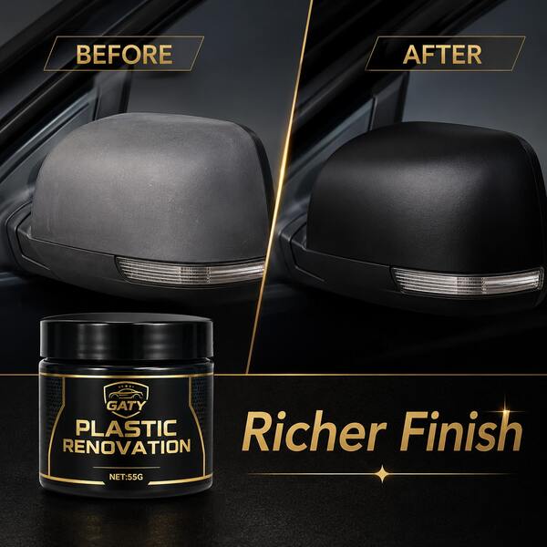 GATY Plastic Leather Universal Glossy Regenerating Paste For Car Tires, Bumpers, Interior, Seats, Whitening Oxidation Repair, Anti-Aging, Long-Lasting Brightening And Maintenance
