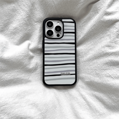 Personalized Striped Minimalist Letter Black Frame Phone Case - Compatible With Phone 17 Pro Max, 17 Pro, 17, 16 Pro Max, 16 Pro, 16, 15 Pro Max, 15 Pro, 14 Pro Max, 14 Pro, 14, 13 Pro Max, 13 Pro, 13, 12 Pro Max, 11, Phone Protective Cover