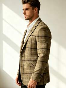 Men's Casual Blazer, Slim Fit Fashion Jacket, 1 Piece Suit Jacket - Khaki - View 3