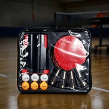 1 Set Table Tennis Racket Set (Includes Table Tennis Balls), 4 Long Handle Rackets, Training And Leisure Racket Combination, Suitable For Indoor Or Outdoor Table Tennis Rackets And Accessories - Multicolor - View 3