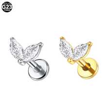 SWANJO 1 chiếc khuyên tai đinh tán ren trong bằng titan hình marquise cho xỏ tragus và helix, trang sức sụn tai - TC361 - Xem 6