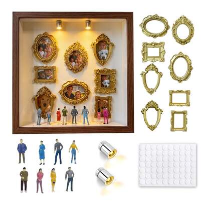 DIY Mini Museum Shadow Box Frame With Figurines & Spotlights – Gold Frame, Keepsake Gift For Valentine's Day, Mother's Day, Birthday, Graduation, Anniversary & Home Decor