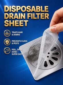 30 piezas/10 piezas/4 piezas Pegatinas autoadhesivas desechables para filtro de desagüe de baño y ducha, atrapacabello, evita la obstrucción por cabello, bloquea insectos y olores, almohadillas de filtro de desagüe fáciles de usar - A - Ver 1