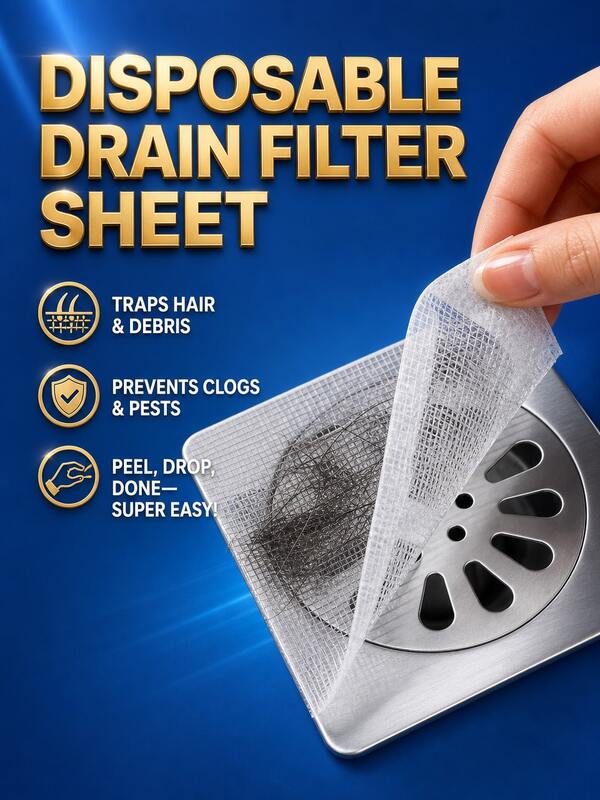 30 piezas/10 piezas/4 piezas Pegatinas autoadhesivas desechables para filtro de desagüe de baño y ducha, atrapacabello, evita la obstrucción por cabello, bloquea insectos y olores, almohadillas de filtro de desagüe fáciles de usar