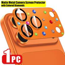 CASECOPS 1件裝 閃亮水鑽相機鏡頭保護貼 適用 17 Pro Max/17 Pro，4色，全覆蓋相機蓋，可愛鑽飾鏡頭防護，防震防刮 9H 鋼化玻璃，AR 高清拍照品質，防水，相容手機殼 - 1片彩鑽鎧甲 - 查看 3