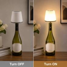 Lámpara de Botella de Vino Inalámbrica Versión Mejorada - Totalmente Transparente Esmerilada, Recargable por USB, Control de Interruptor Táctil, Luz de 3 Colores/Atenuable Conmutable, Luz Ambiental Inteligente, Iluminación de 360°, Diseño de Enchufe Puntiagudo, Fácil Instalación, Regalo Ideal para Fiestas, Restaurantes, Bares y Decoración del Hogar - lámpara de escritorio - Ver 5
