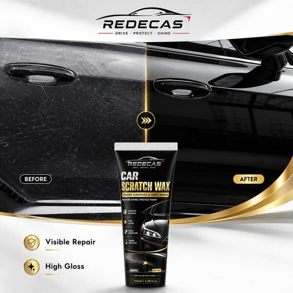 Redecas Cera de reparación de arañazos para automóviles, crema de pulido de arañazos profundos y superficiales de pintura automotriz, agente de restauración de blanqueamiento de opacidad por oxidación, agente de brillo de reparación de pintura de automóviles, sellador de glaseado de larga duración, agente protector de pulido brillante y anticorrosivo