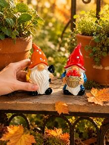 Resin Garden Gnome Figurines Set Outdoor Patio Yard Decoration Autumn Fall Harvest Fairy Garden Miniature Statue Mushroom Shovel Dwarf Ornament Cute Lawn Decor Gift For Garden Lovers Home Porch Accent - New Model - View 8