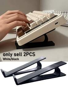 2pcs Minimalist Keyboard Stand, Ergonomic Tilted Angle, Effectively Reduces Hand Fatigue, Sturdy And Durable, Suitable For Remote Workers And Students, Keyboard Tray, Keyboard Riser, Room Decor, Office Desk Ornament - Multicolor - View 1