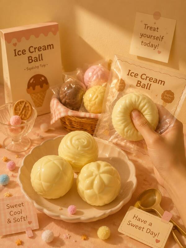 1pc Ice Cream Ball Squishy Toy - Bubble Shell Ball Squishy Toy - Ice Cream Squishy Toy - Slow Rebound Squishy Toy - Stress Relief Toy - Squeeze Toy - Soft Squishy Toy - Fingertip Toy - Toy - Halloween - Adult Women