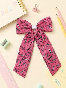1pc Back To School Supplies White Minimalist Large Bow Hair Clips, Bow Barrettes, School Stuff, Pretty Sweet Hair Accessories Gift For Kids Teen Daily Wear - Multicolor - View 12