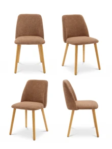 Goeurvant Modern Ergonomic Dining Chair With Curved Backrest - Set Of 2 / Set Of 4 / Set Of 6 - Brown/Chenille - View 10
