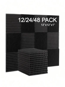12/24片楔形聲學泡沫板，隔音與降噪，30*30*2.5cm，聚酯纖維聲學陶瓷板，吸音海綿，適用於錄音室、音樂室、遊戲室、播客直播室，吸音材料，吸音墊，壁掛式吸音貼 - 波浪紋款 - 查看 9