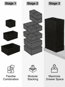 多件套无纺布收纳盒，无盖内衣收纳盒，可折叠收纳袋，用于存放化妆品、纸巾、遥控器、文具等小物件，适用于客厅、卧室、衣柜，多种尺寸可选 - 黑色 - 查看 1